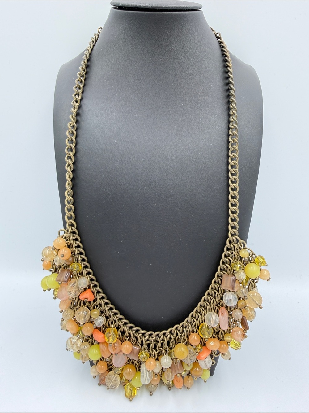 Coldwater Creek Cluster Bib Necklace in Yellow & Peach Tones